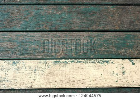 Green vintage old wood background texture with white line