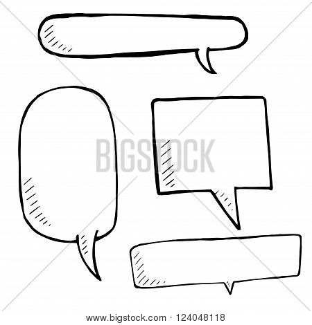 Hand drawn speech bubble skech set on white background Vector doodle Illustration