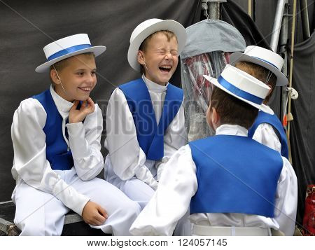 CHORTKIV - TERNOPIL REG. - UKRAINE - July 12 2012 Funny guys dancing ansablyu 