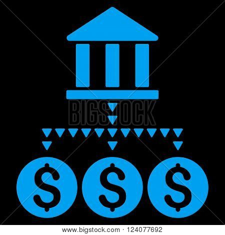Bank Structure vector icon. Bank Structure icon symbol. Bank Structure icon image. Bank Structure icon picture. Bank Structure pictogram. Flat blue bank structure icon.