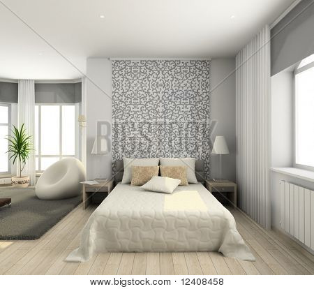 interiér moderní ložnice. 3D vykreslování