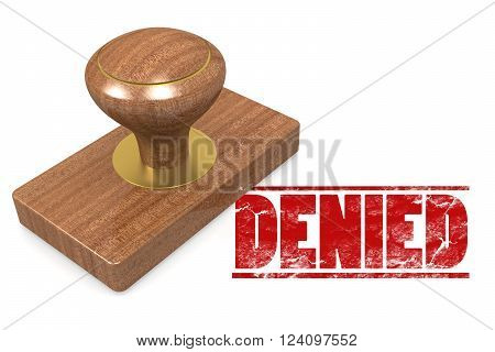 Denied wooded seal stamp image, 3D rendering