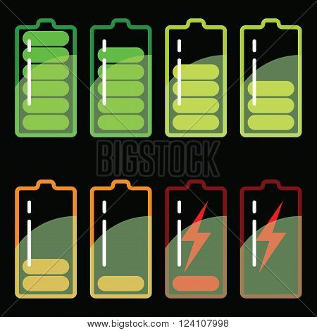 vector set with battery icon Battery level