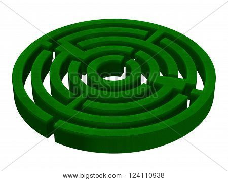 3D render of a hedge maze isolated on white.