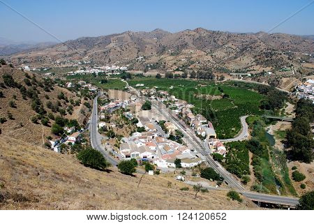 ALORA, SPAIN - JUNE 27, 2008 - Elevated view of the railway station and surrounding countryside seen from the castle) Alora Malaga Province Andalusia Spain Western Europe, June 27, 2008.