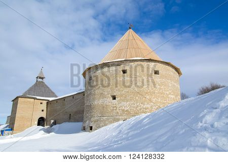 Old Ladoga fortress on the Volkhov river. Built during the reign of prophetic Oleg in the IX-X centuries by Prince Rurik. History of Russia and the War Russia and Sweden.
