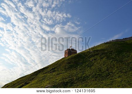 Gedeminas's tower Lithuania. The old lock a tower on the mountain