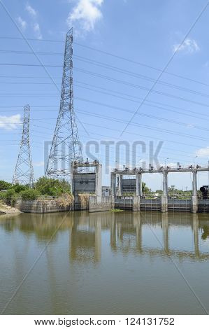 public dam in country Khlong Preng , Chachoengsao Thailand