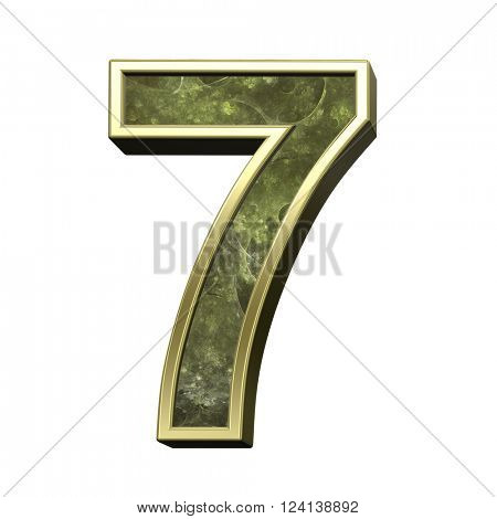 Number from alphabet set fractal isolated over white. 3D illustration.
