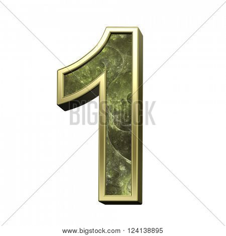 Number from alphabet set fractal isolated over white. 3D illustration.