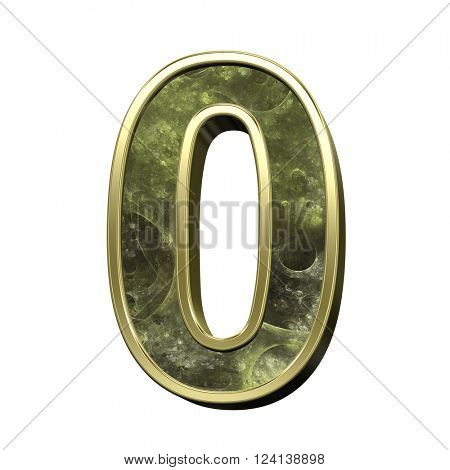 Number from alphabet set fractal isolated over white. 3D illustration.