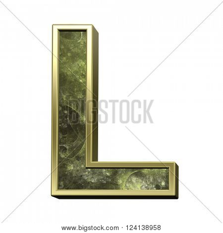 One letter from fractal alphabet set isolated over white. 3D illustration,
