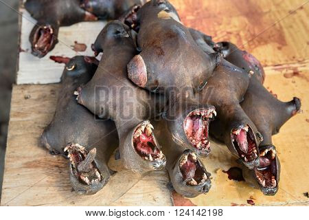 Bat Meat In The Local Market In Tentena