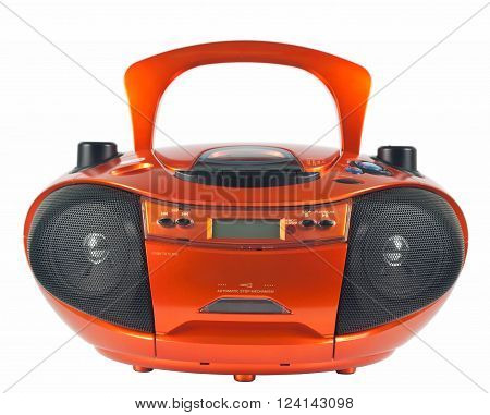 Radio cassette recorder with CD and MP3 player. Object is isolated on white background without shadows