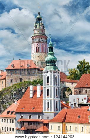 Historical city center of Czech Krumlov in Czech republic