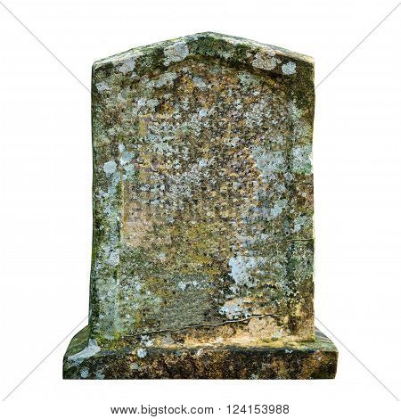 Old ancient tombstone isolated on white background