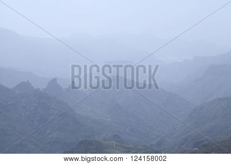 Gran Canaria, Calima Over Caldera De Tejeda