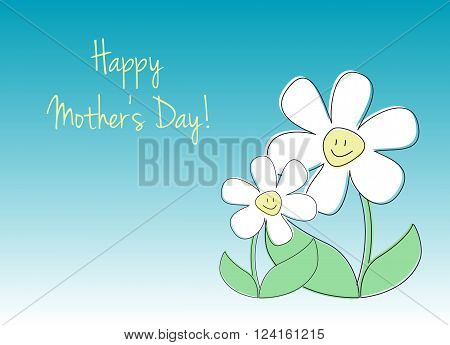 Card with text and flowers in role of mom and child vector