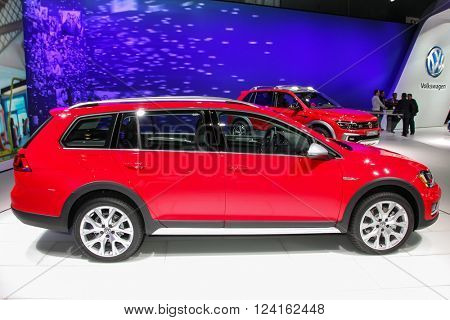 NEW YORK - MARCH 23: A Volkswagen Golf TSI at the 2016 New York International Auto Show during Press day,  public show is running from March 25th through April 3, 2016 in New York, NY.