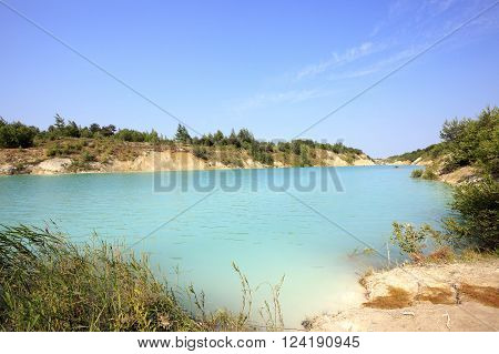 Artificial Lake Formed On The Site Of Chalk Quarries. Belarus