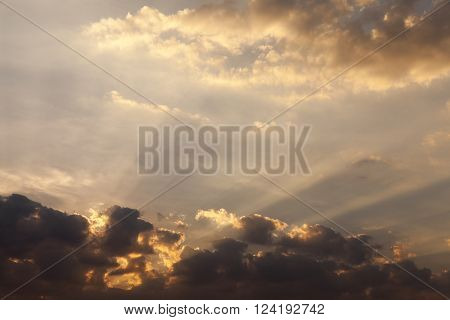 Photographed Close Up The Sky During Sunset Soltse Colored Clouds, Defocused