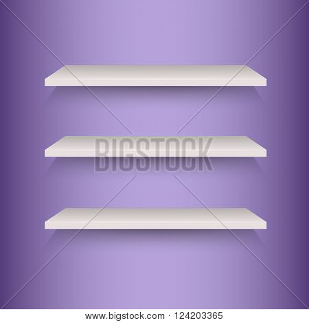 Book shelves on violet background, stock vector