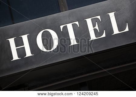 Hotel entrance sign London UK England closeup