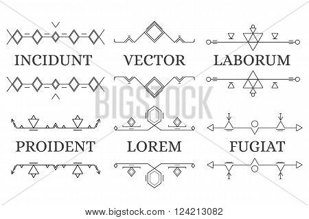 Set of six geometric framework. Linear style. Luxury black border. The decorative elements. Vector illustration.