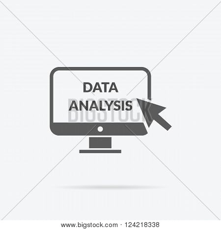 Marketing data analytics analyzing statistics chart. Data analysis seo concept. Monitor with text Data Analysis. Isolated data analysis icon  Flat icon modern design style vector illustration concept.