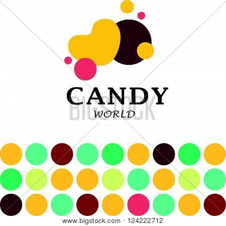 Vector flat candy bar and sweet shop logo design. Sweet store insignia design. Bakery, kid toys store, home made cakes and pies logo, restaurant, cafe, catering brand mark design.