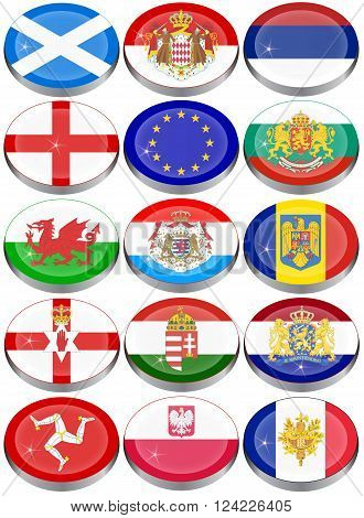 Set of icons. Flags of the Europe.