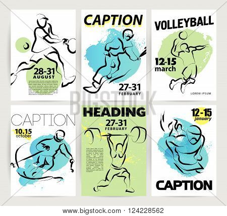 Hand drawn spotsman silhouette sketch. Human athlete figure isolated. Good for any sport competition advertising design, poster, placard, leaflet template. Sport magazine article illustration, print design.
