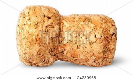 Closeup of champagne cork horisontally isolated on white background