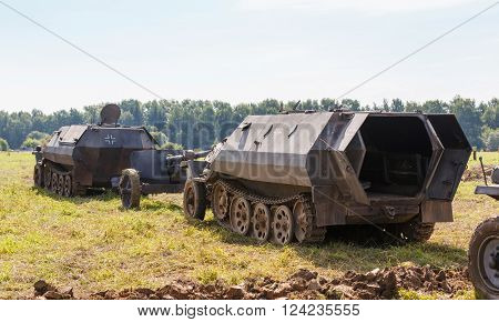German medium half-track armored personnel SdKfz 251 on the field