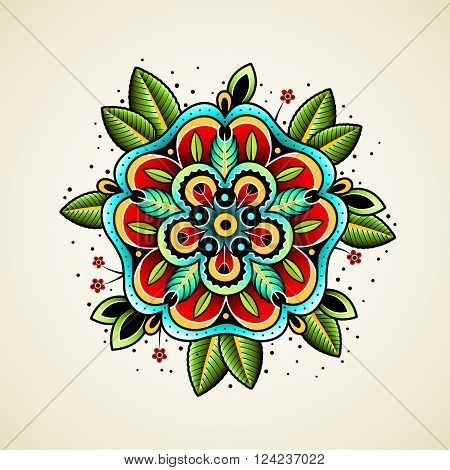 Old school tattoo art flowers for design and decoration. Old school tattoo flower. Vector illustration