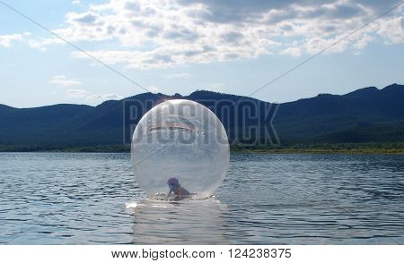 RESORT BOROVOE LAKE SHCHUCHYE KAZAKHSTAN JULY 2015: Beach attraction Shchuchye lake State National Natural Park "Burabai" Kazakhstan