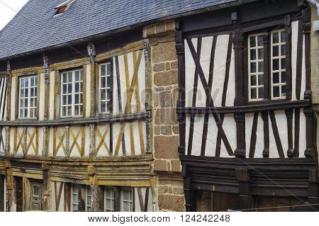 Saint-Brieuc (Cotes-d'Armor Brittany France): old typical half-timbered houses