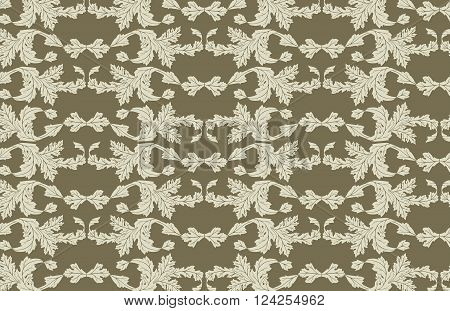 Vector seamless pattern with vintage leaf ornament.