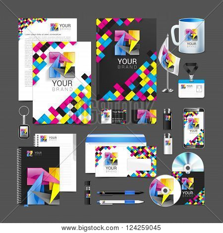 cmyk Corporate Identity stationery template design abstract symbol.