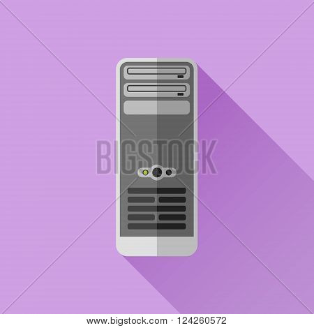 Workstation or computer case flat icon with long shadow