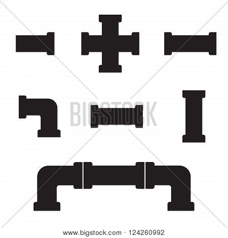 Set of black details pipes. 10 eps vector illustration