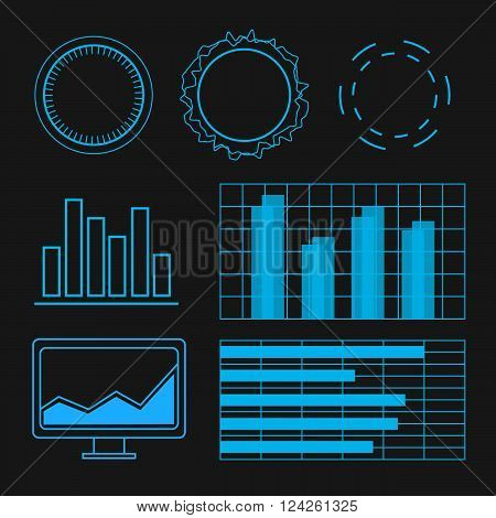 Futuristic user interface elements vector set. Web banner abstract bar info graphic