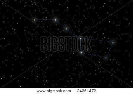 Big Dipper Constellation, Ursa Major, The Great Bear with constellation lines