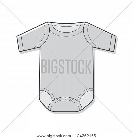 Baby bodysuit flat sketch template. 10 eps vector illustration