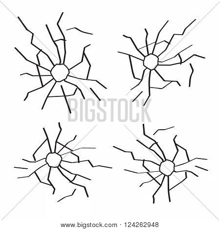 Bullet holes icons set. 10 eps vector illustration