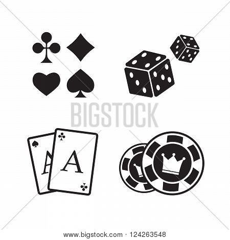 Gambling icons set. Card and casino poker game