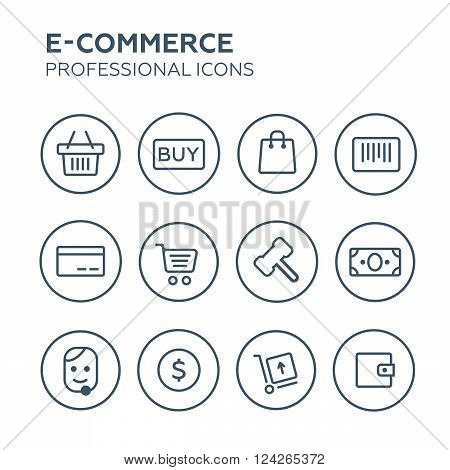 Shopping business e-commerce delivery icons. 10 eps vector illustration