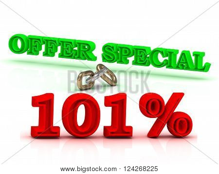 101 PERSENT OFFER SPECIAL business icon green keywords isolated on white background