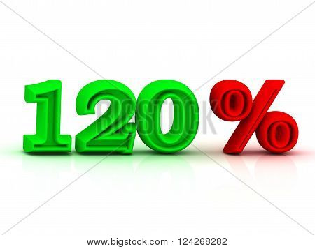 120 PERSENT business icon discount green and red keywords isolated on white background
