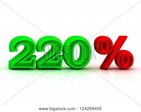 220 PERSENT business icon discount green and red keywords isolated on white background